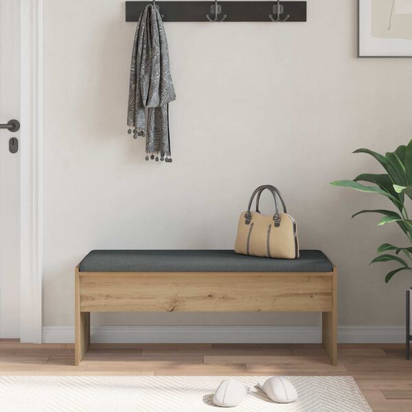 vidaXL Hall Bench with Cushion Artisan Oak 103 x 38 x 40 cm