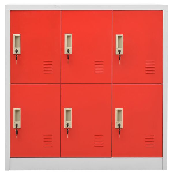 vidaXL Locker Cabinets 2 pcs Light Grey and Red 90x45x92.5 cm Steel