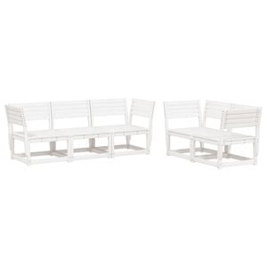 vidaXL 5 Piece Garden Sofa Set White Solid Wood Pine