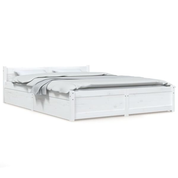 vidaXL Bed Frame without Mattress with Drawers White 140x200 cm (815045+815000)