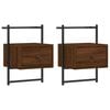 vidaXL Bedside Cabinets Wall-mounted 2 pcs Brown Oak 35x30x51 cm Engineered Wood