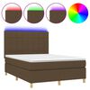 vidaXL Box Spring Bed with Mattress&LED Dark Brown 140x200 cm Fabric
