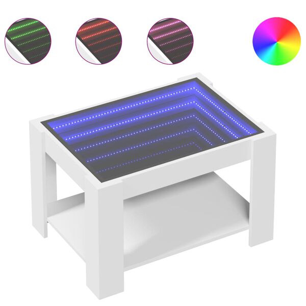 vidaXL Coffee Table with LED White 73x53x45 cm Engineered Wood