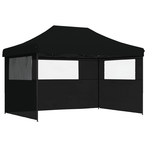 vidaXL Foldable Party Tent Pop-Up with 3 Sidewalls Black