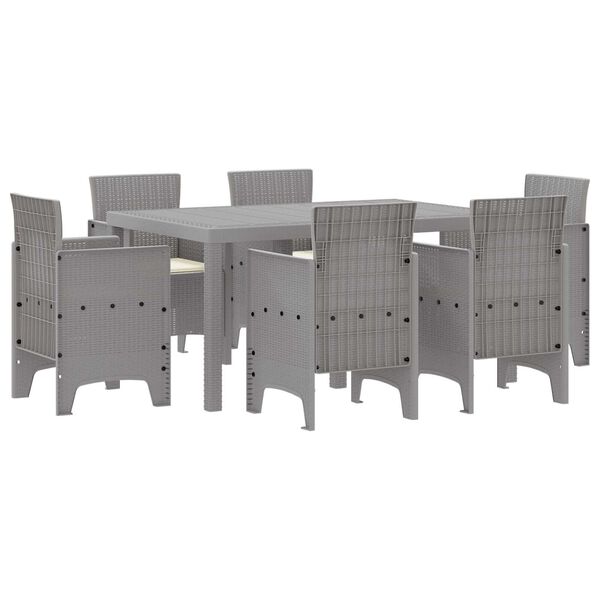 vidaXL Garden Dining Set 7 pcs Light Grey Polt rattan