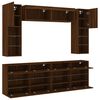 vidaXL 6 Piece TV Wall Cabinet Set with LED Lights Brown Oak