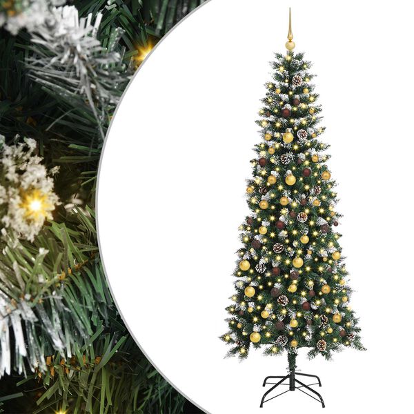 vidaXL Artificial Christmas Tree with 300 LEDs with Stand Green 210 cm