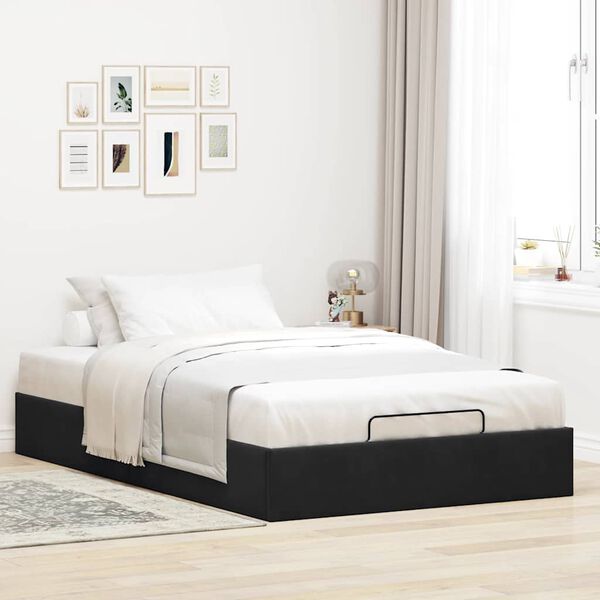 vidaXL Ottoman Bed Frame No Mattress Black Double Velvet