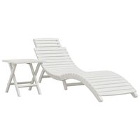 vidaXL Sun Lounger with Table White Solid Wood Acacia