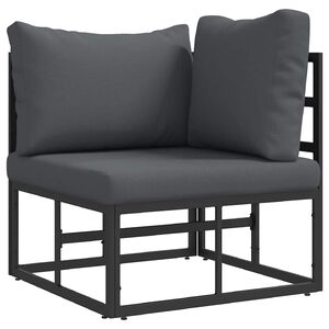 vidaXL Outdoor Furniture with Cushion with Pillow Black Aluminium