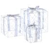 vidaXL Lighted Christmas Gift Box 3 pcs 150 LEDs Cold White