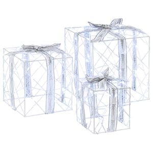 vidaXL Lighted Christmas Gift Box 3 pcs 150 LEDs Cold White
