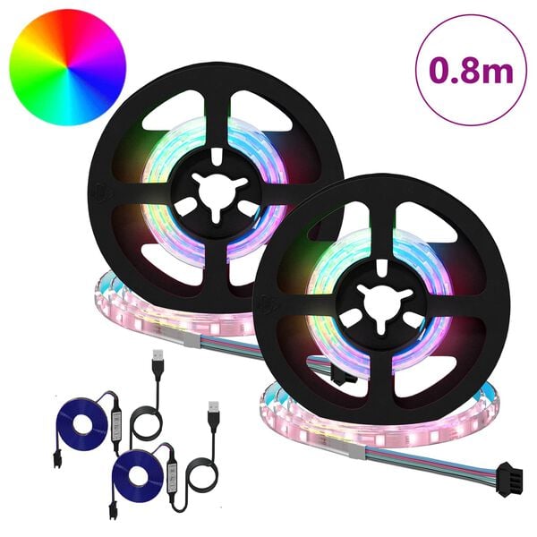 vidaXL LED Strip 4 pcs Black and Transparent 40 x 0.8 x 0.3 cm