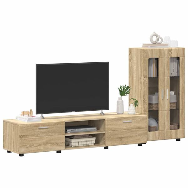 vidaXL TV Cabinet Set with Drawer FLORIN Sonoma Oak Engineered Wood
