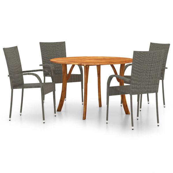 vidaXL 5 Piece Garden Dining Set Grey
