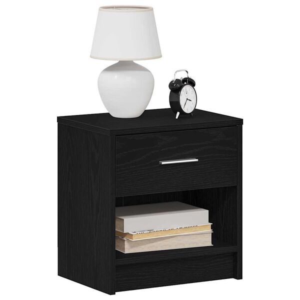vidaXL Bedside Cabinet with Drawer Black 39x28x41 cm