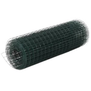 vidaXL Chicken Wire Fence Steel with PVC Coating 25x0,5 m Green