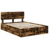 vidaXL Bed Frame with Drawer Smoked Oak 160 x 200 cm Engineered Wood