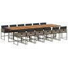 vidaXL 13 Piece Garden Dining Set with Cushions Grey Poly Rattan