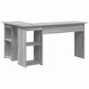 vidaXL Desk with Shelf Grey Sonoma 142 x 102 x 73 cm Engineered Wood