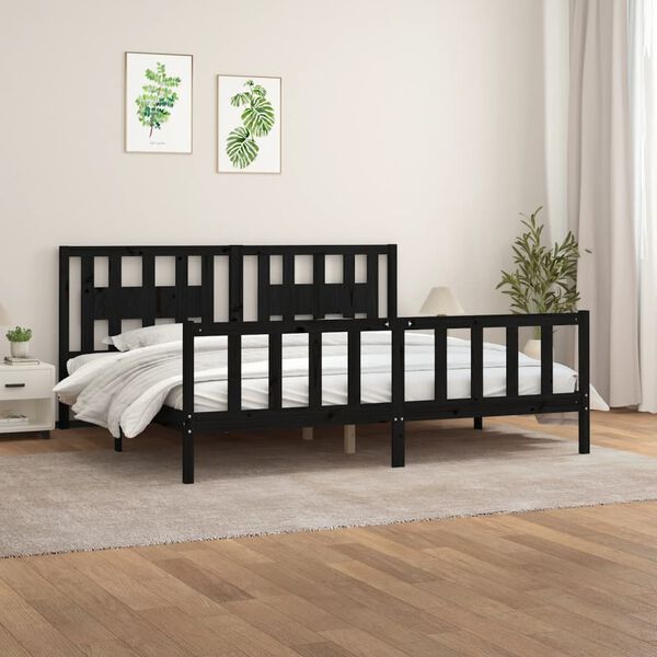 vidaXL Bed Frame without Mattress Black Solid Wood Pine 200x200 cm