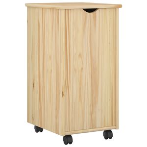 vidaXL Rolling Cabinet Brown 34 x 39 x 65.5 cm Solid Pine Wood