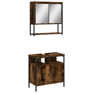 vidaXL 2 Piece Bathroom Furniture Set Smoked Oak Engineered Wood