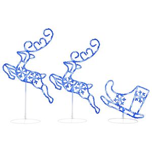 vidaXL Acrylic Christmas Flying Reindeer&Sleigh 260x21x87cm Blue