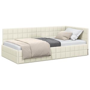 vidaXL Corner Bed Frame with Headboard Cream 100 cm x 200 cm Velvet