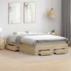 vidaXL Bed Frame with Drawer Brown 120 x 200 cm Engineered Wood