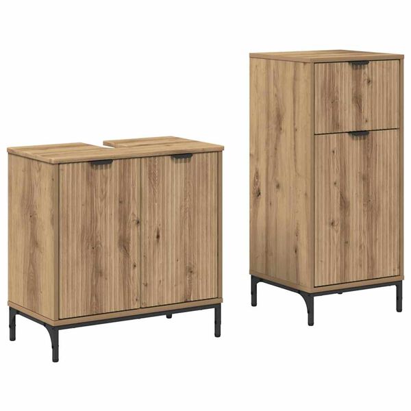 vidaXL Bathroom Furniture Set with Drawer with Shelf 2 pcs Artisan Oak