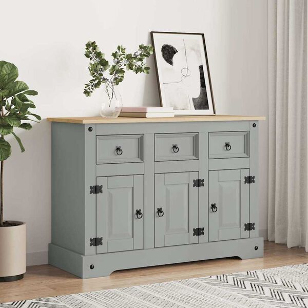 vidaXL Sideboard Corona Grey 112x44x78 cm Solid Wood Mexican Pine