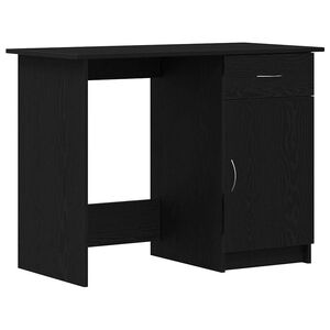 vidaXL Desk with Drawer Black Oak 100 x 50 x 76 cm Engineered Wood