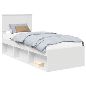 vidaXL Bed Frame with Headboard White 75 x 190 cm Solid Pine Wood