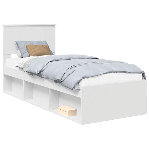 vidaXL Bed Frame with Headboard White 75 x 190 cm Solid Pine Wood