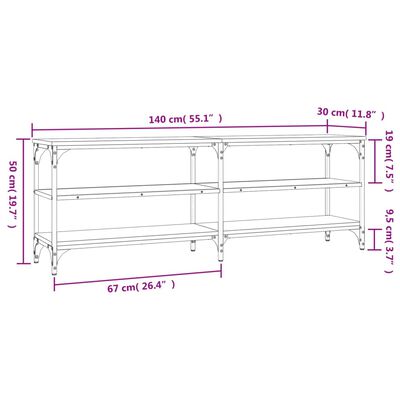 vidaXL TV Cabinet Grey Sonoma 140x30x50 cm Engineered Wood