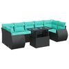 vidaXL 8 Piece Garden Sofa Set with Cushions Black Poly Rattan Acacia