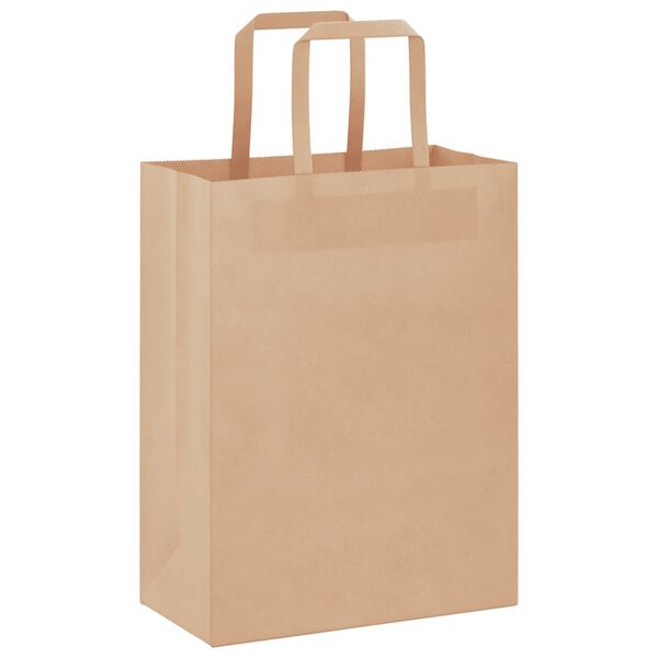 vidaXL Paper Bags 250 pcs with Handles Brown 21x11x28 cm