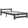 vidaXL Bed Frame without Mattress Dark Grey Solid Pinewood 100x200 cm (322020+321990)