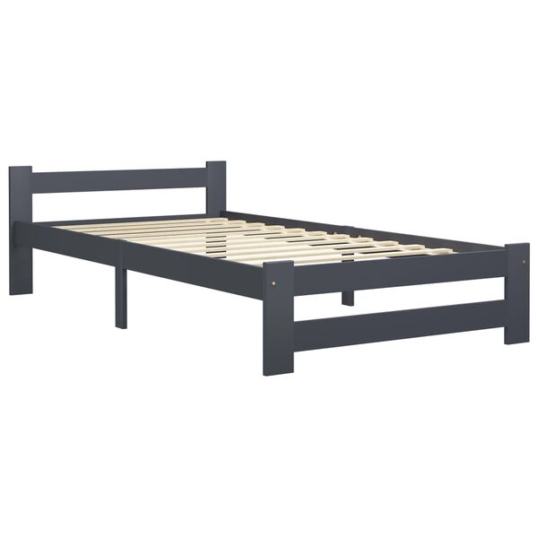 vidaXL Bed Frame without Mattress Dark Grey Solid Pinewood 100x200 cm (322020+321990)