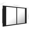 vidaXL LED Bathroom Mirror Cabinet Black 80x12x45 cm Acrylic