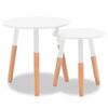 vidaXL Side Table | Set of 2 | White, Pine | Solid Pinewood, MDF | Medium