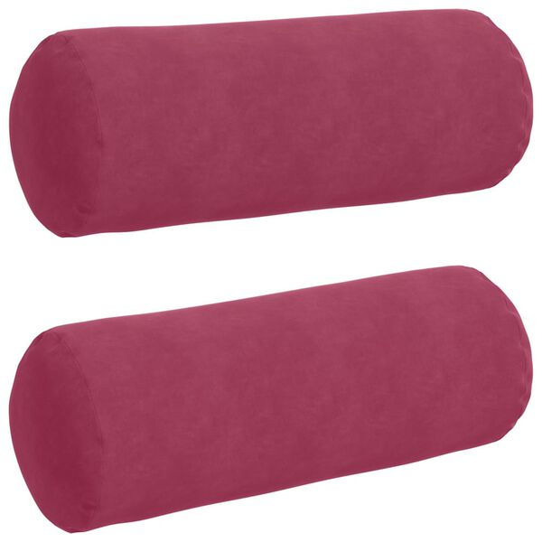 vidaXL Bolster Pillows 2 pcs Wine Red &Oslash; 25 x 70 cm Corduroy Fabric
