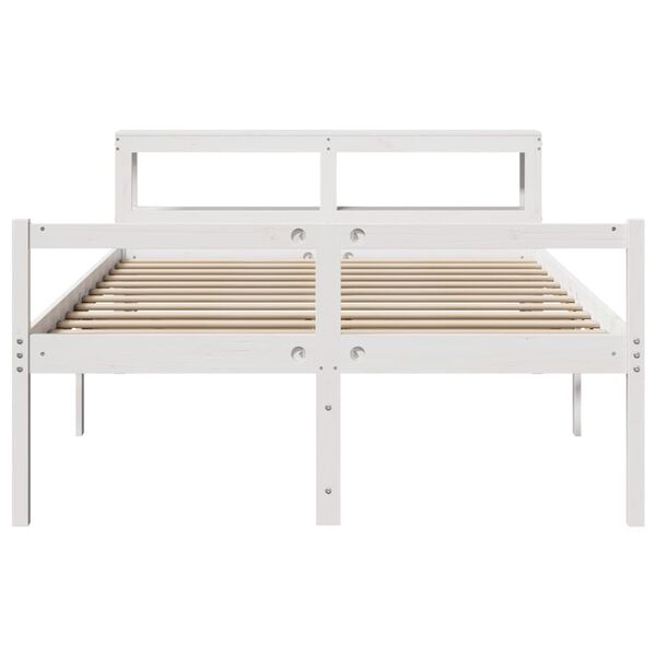 vidaXL Senior Bed with Headboard without Mattress White 140x190 cm