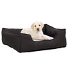 vidaXL Dog Bed Dark Grey and White 110.5x80.5x26 cm Linen Look Fleece