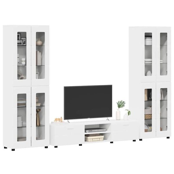 vidaXL TV Cabinet Set with Drawer with Shelf White Engineered Wood
