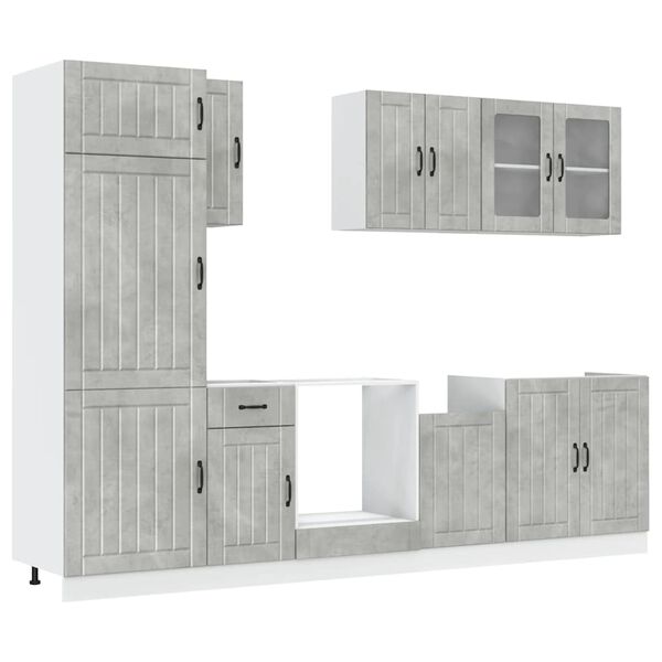 vidaXL 8 Piece Kitchen Cabinet Set Lucca Concrete Grey Engineered Wood