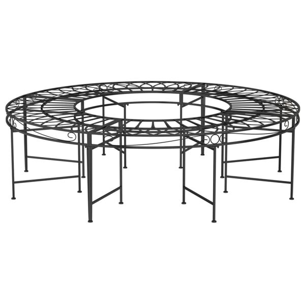 vidaXL Round Tree Bench &Oslash;160 cm Black Steel