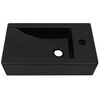 vidaXL Basin with Faucet Hole Rectangular Ceramic Black 46x25.5x12 cm