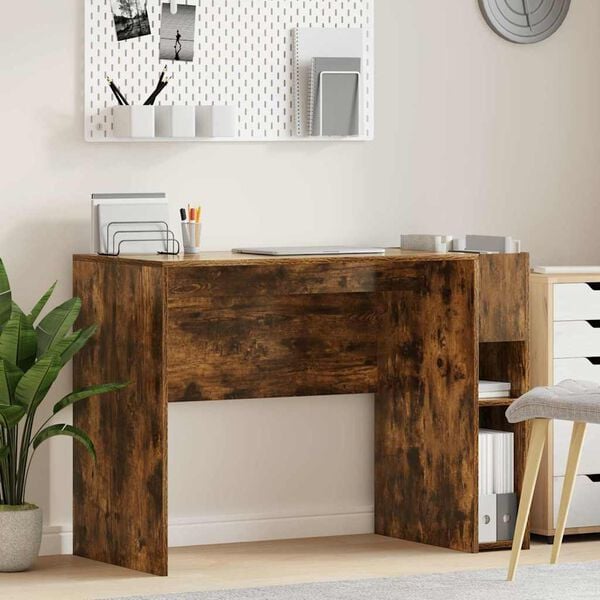 vidaXL Desk Smoked Oak 109 x 50 x 78 cm Engineered Wood